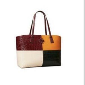 NWT TORY BURCH COLOR BLOCK EMBOSSED MCGRAW HANDBAG